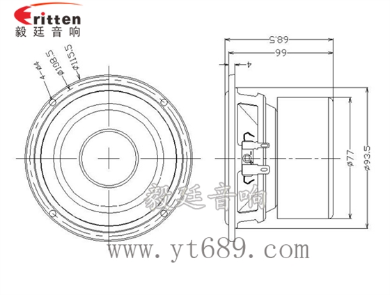 4寸4Ω10w音箱中低音喇叭成品圖