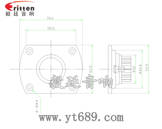 54*70 25瓦絲膜球頂高音喇叭成品圖