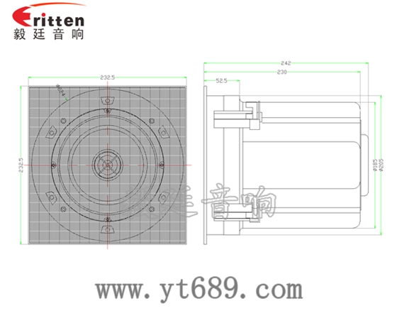 6.5寸圓筒天花吸頂式喇叭成品圖帶正方網罩