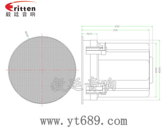 6.5寸圓筒天花吸頂式喇叭成品圖圓方網罩