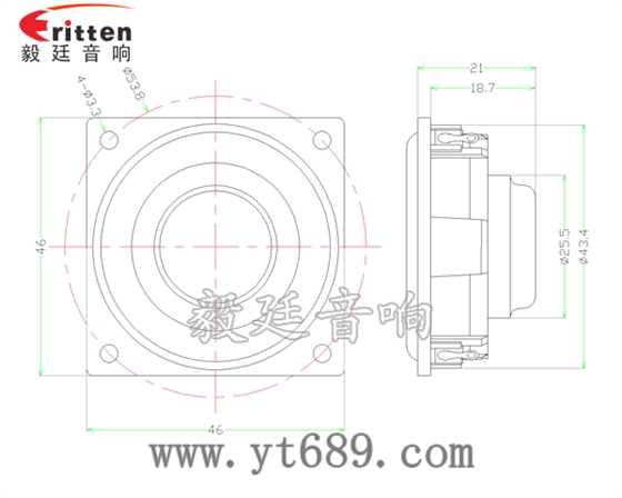 46mm5w6.8歐高品質內磁學習機喇叭成品圖