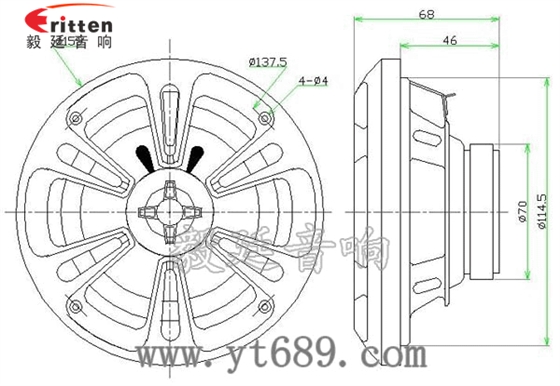 5.25寸25w同軸汽車?yán)瘸善穲D 53mm5w學(xué)習(xí)機(jī)喇叭-喇叭廠家成品圖