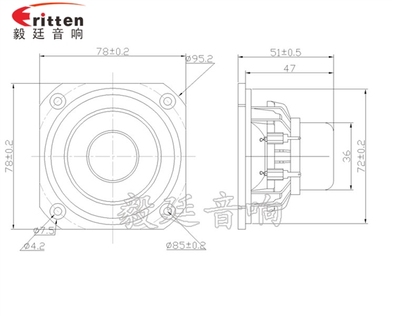 78mm20w全頻內(nèi)磁喇叭成品圖