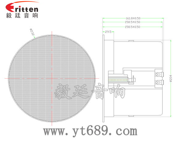 40w 6.5寸吸頂式喇叭成品圖圓網罩
