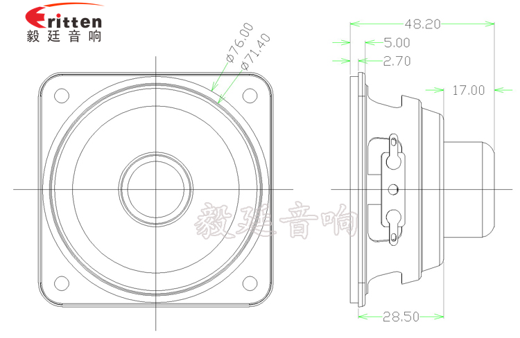10W4Ω79mm藍牙音箱喇叭成品圖
