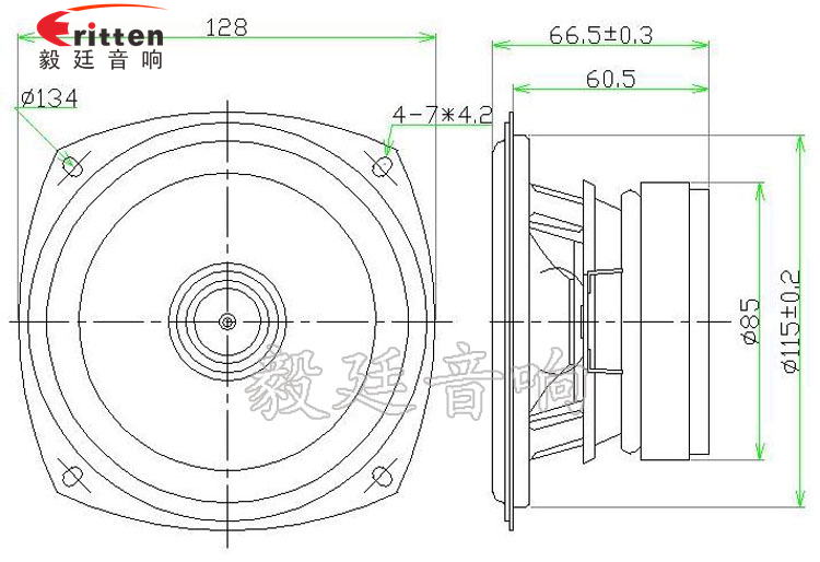 128mm4歐30W無線桌面音箱喇叭成品圖 5寸防水船用喇叭成品圖